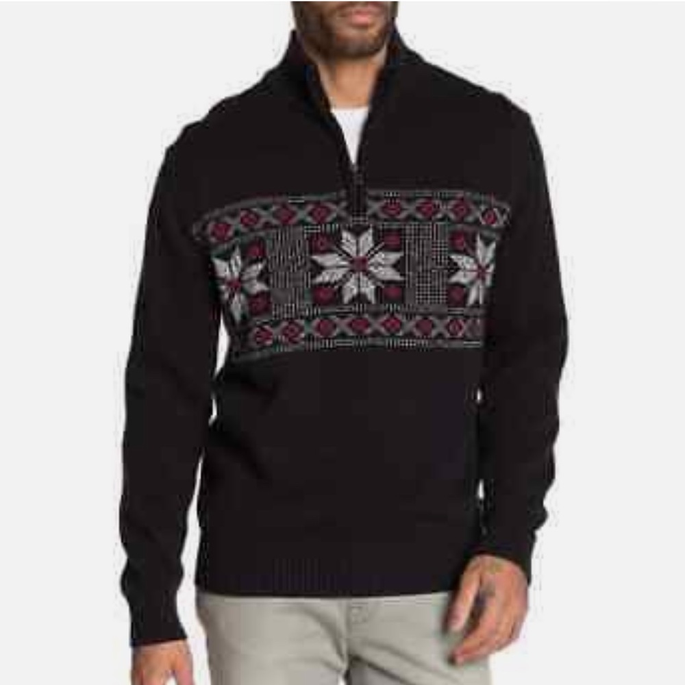 Weatherproof Vintage Cotton 1/4 Zip Fair Isle Holiday Theme Sweater Size Medium
